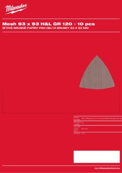 MILWAUKEE Síťový brusný list 93×93 mm, H&L, GR 120 – 10 ks 4932492282 A4 PDF