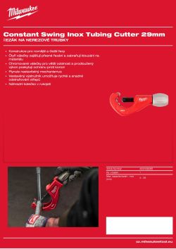 MILWAUKEE Řezák na nerezové trubky 29 mm 4932499088 A4 PDF