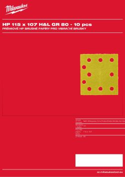 MILWAUKEE HP 115×107 mm, H&L, zrnitost 80 – 10 ks 4932492244 A4 PDF