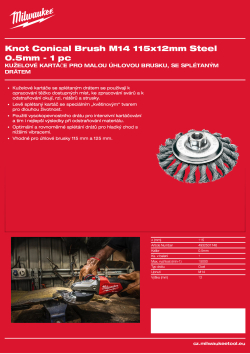 MILWAUKEE Kuželový kartáč M14 115×12 mm, ocelový, splétaný drát 0,5 mm – 1 ks 4932501746 A4 PDF