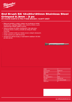 MILWAUKEE Štětcový kartáč S6 12×20×120 mm, nerezový, vlnitý drát 0,3 mm – 3 ks 4932501727 A4 PDF