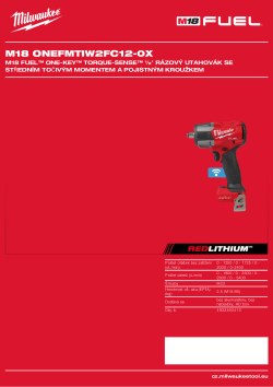 MILWAUKEE M18 FUEL™ ONE-KEY™ TORQUE-SENSE™ ½″ rázový utahovák se středním točivým momentem a pojistným kroužkem 4933493413 A4 PDF