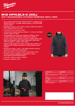 MILWAUKEE M12™ dámská vyhřívaná prošívaná vesta černá 4932493856 A4 PDF