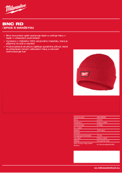 MILWAUKEE Čepice s manžetou - červená 4932499385 A4 PDF