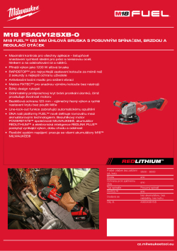 MILWAUKEE M18 FUEL™ 125 mm úhlová bruska s posuvným spínačem, brzdou a regulací otáček 4933499158 A4 PDF