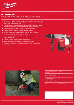 MILWAUKEE 5 kg SDS-Max vrtací a bourací kladivo 4933405347 A4 PDF