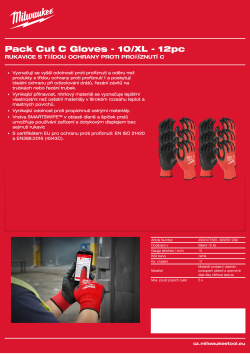 MILWAUKEE Rukavice s třídou ochrany proti proříznutí C balení 12 kusů XL/10 4932501299 A4 PDF