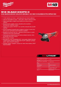 MILWAUKEE M18™ bezuhlíková úhlová bruska 125 mm s kolébkovým spínačem 4933492645 A4 PDF