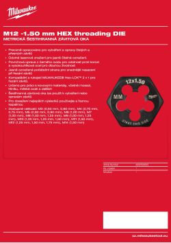 MILWAUKEE Šestihranné závitové oko M12–1,50 mm 4932500625 A4 PDF