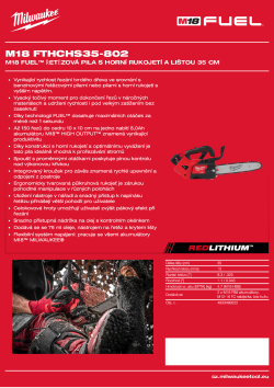 MILWAUKEE M18 FUEL™ řetězová pila s horní rukojetí a lištou 35 cm 4933499222 A4 PDF