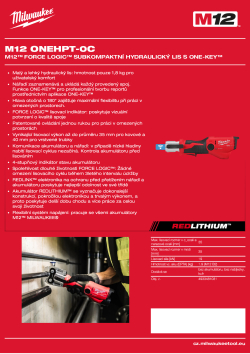 MILWAUKEE M12™ FORCE LOGIC™ subkompaktní hydraulický lis s ONE-KEY™ 4933481031 A4 PDF