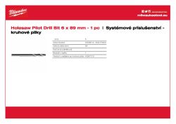 MILWAUKEE Středicí vrták HSS-Ground ⌀ 6,35 mm x 89 mm. Vhodný pro všechny unašeče 4932479468 A4 PDF