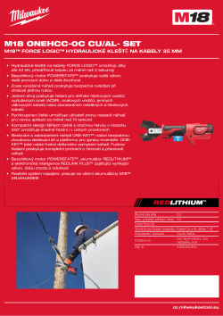 MILWAUKEE M18™ FORCE LOGIC™ Hydraulické kleště na kabely 35 mm 4933464300 A4 PDF