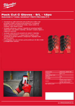MILWAUKEE Rukavice s třídou ochrany proti proříznutí C balení 12 kusů L/9 4932501298 A4 PDF