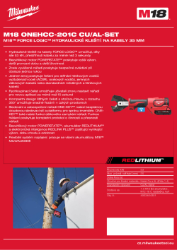 MILWAUKEE M18™ FORCE LOGIC™ Hydraulické kleště na kabely 35 mm 4933464301 A4 PDF