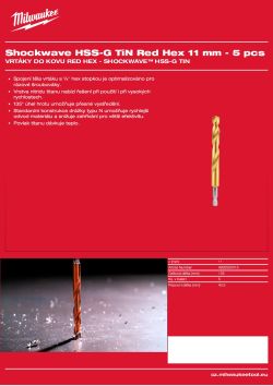 MILWAUKEE Vrtáky Shockwave HSS Tin Red Hex 11 mm (5ks) 4932500415 A4 PDF