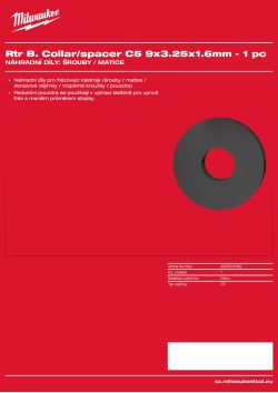 MILWAUKEE Objímka / distanční kroužek C5 E 9 × 3,25 × 1,6 mm – 1 ks 4932501089 A4 PDF