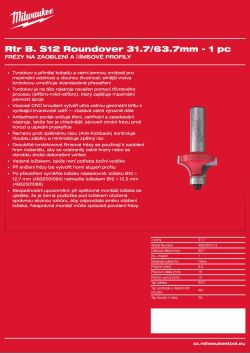 MILWAUKEE Zaoblovací fréza, stopka 12 mm, 31,7 / 63,7 mm – 1 ks 4932501213 A4 PDF