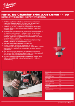 MILWAUKEE Kombinovaná srážecí a zarovnávací fréza, stopka 8 mm, 27 / 51,5 mm – 1 ks 4932501002 A4 PDF
