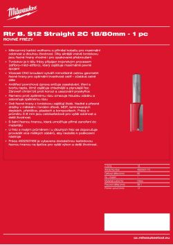 MILWAUKEE Rovná fréza, stopka 12 mm, 2C 18/80 mm – 1 ks 4932501172 A4 PDF