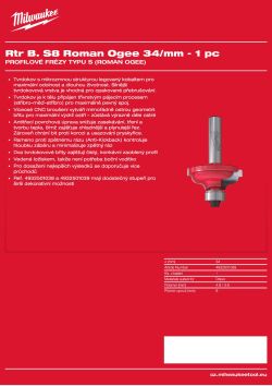 MILWAUKEE Fréza Roman Ogee se stopkou 8 mm, 34 mm – 1 ks 4932501039 A4 PDF