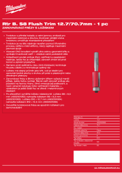 MILWAUKEE Zarovnávací fréza s ložiskem, stopka 8 mm, 12,7/70,7 mm – 1 ks 4932500930 A4 PDF
