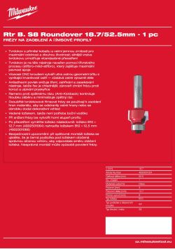 MILWAUKEE Zaoblovací fréza, stopka 8 mm, 18,7 / 52,5 mm – 1 ks 4932501024 A4 PDF