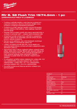 MILWAUKEE Zarovnávací fréza s ložiskem, stopka 8 mm, 19/74,5 mm – 1 ks 4932500931 A4 PDF