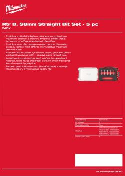 MILWAUKEE Sada přímých dvoubřitých fréz, stopka 8 mm, 5 ks (4 / 6 / 8 / 10 / 12 mm) 4932501053 A4 PDF