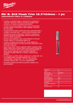 MILWAUKEE Zarovnávací fréza s ložiskem, stopka 12 mm, 12,7/104 mm – 1 ks 4932500932 A4 PDF