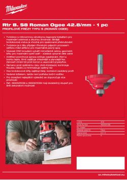 MILWAUKEE Fréza Roman Ogee se stopkou 8 mm, 42,8 mm – 1 ks 4932501038 A4 PDF