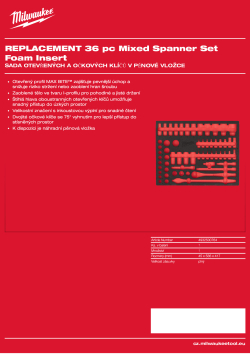 MILWAUKEE Náhradní pěnová vložka pro sadu otevřených a očkových klíčů – 36 ks 4932500764 A4 PDF