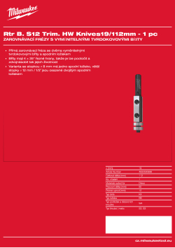 MILWAUKEE Zarovnávací fréza s tvrdokovovými břity, stopka 12 mm, 19 / 112 mm – 1 ks 4932500936 A4 PDF