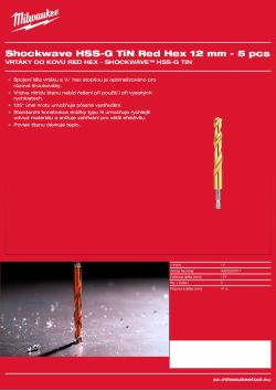 MILWAUKEE Vrtáky Shockwave HSS Tin Red Hex 12 mm (5ks) 4932500417 A4 PDF