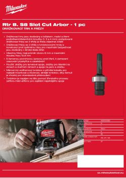 MILWAUKEE Trn pro drážkovací kotouče 8 mm - 1 ks 4932500982 A4 PDF