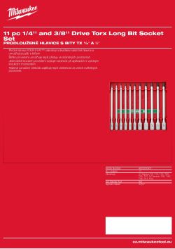 MILWAUKEE Sada prodloužených hlavic s bity TX ¼″ a ⅜″ 11 ks 4932500431 A4 PDF