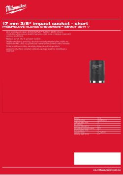 MILWAUKEE Průmyslová hlavice Shockwave ⅜ ″ HEX 17mm krátká 4932478016 A4 PDF