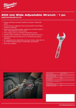 MILWAUKEE 200 mm nastavitelný klíč 48227508 A4 PDF
