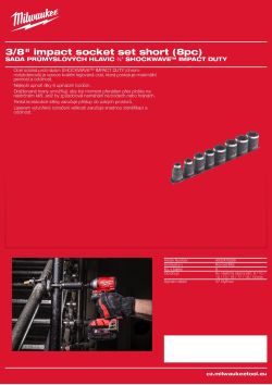 MILWAUKEE Sada krátkých průmyslových hlavic ⅜ ″ SHOCKWAVE™ IMPACT DUTY (8 kusů) 4932478288 A4 PDF