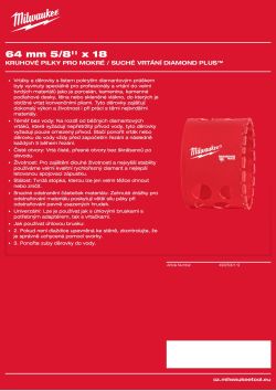 MILWAUKEE Diamond Max wet holesaws 4932500119 A4 PDF