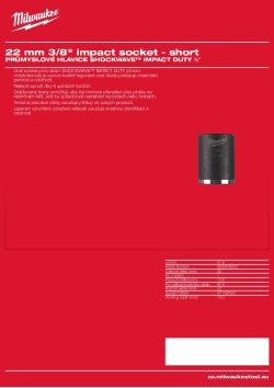 MILWAUKEE Průmyslová hlavice Shockwave ⅜ ″ HEX  22 mm krátká 4932478020 A4 PDF