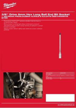 MILWAUKEE 3/8'' Drive Hex Long Ball End Bit Socket 4932500457 A4 PDF