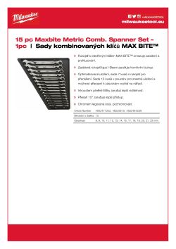 MILWAUKEE Kombinované klíče metrické (15pc) 4932471342 A4 PDF
