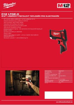 MILWAUKEE M12™ laserový pistolový teploměr pro elektrikáře 4933416977 A4 PDF