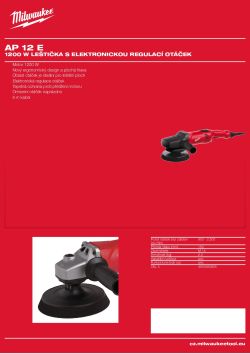 MILWAUKEE 1200 W leštička s elektronickou regulací otáček 4933409361 A4 PDF
