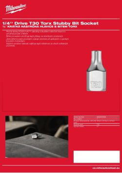 MILWAUKEE 1/4'' Drive Torx Stubby Bit Socket 4932500468 A4 PDF