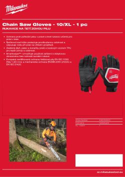 MILWAUKEE Rukavice Cut na řetězovou pilu - 10/XL - 1 pár 4932493542 A4 PDF