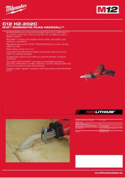MILWAUKEE M12™ HACKZALL™ pilka na kov 4933500561 A4 PDF