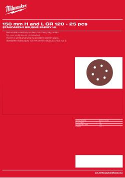 MILWAUKEE Standard Sanding Sheets for Random Orbital Sanders 4932371599 A4 PDF