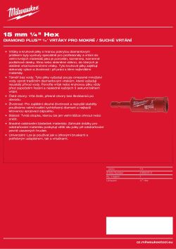 MILWAUKEE Diamond Max wet drill bits 49560513 A4 PDF